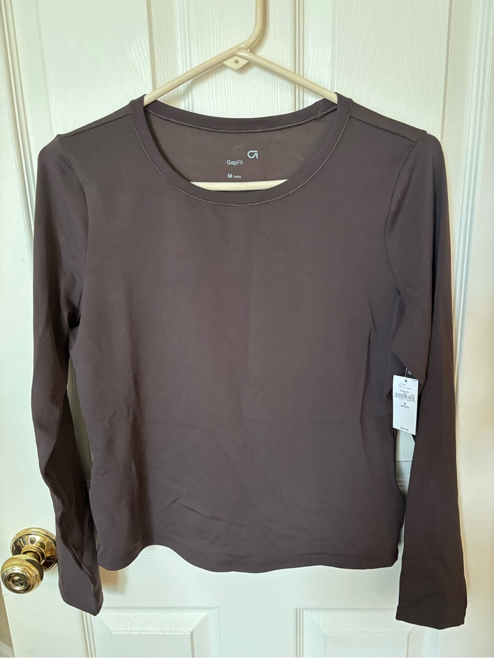 GAP Long Sleeve Crewneck Top - Dark Brown